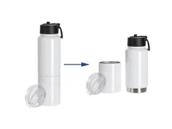 Sublimation Blanks 3 in 1 17oz/500ml Wide Mouth Stainless Steel Tumbler &amp; Travel Mug(White)