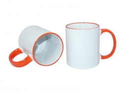 Sublimation 11oz Rim Handle Mug - Orange