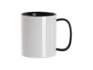 Sublimation Blanks 11oz Two-Tone Color Mug - Black (Black Glass Handle)