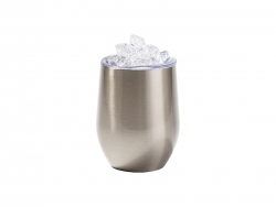 12oz SS Sublimation Blanks Silver Stemless Wine Cup with Clear Fake Crushed Ice Topper Lid