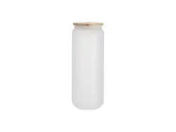 Botella Fina Doble Capa Cristal Escarchado 25oz/750ml con Tapa de Bambú