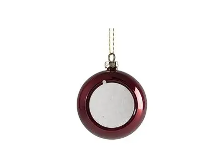 Sublimation 8cm Plastic Sparkling Christmas Ball Ornament w/o Insert (Red)