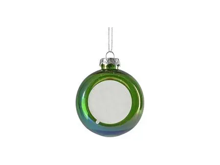 Sublimation 8cm Plastic Holographic Christmas Ball Ornament w/o Insert (Clear, Green)