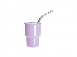 Sublimation Blanks 3oz/90ml Mini Stainless Steel Tumbler Shot Glass w/ Straw(Purple)
