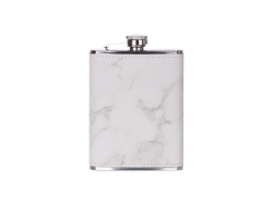 8oz/240ml Stainless Steel Hip Flask with PU Cover (Marble W/ Gold)