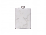 8oz/240ml Stainless Steel Hip Flask with PU Cover (Marble W/ Gold)