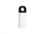 12oz/360ml White Sublimation Kids Stainless Steel Water Bottle with Plastic Straw &amp; Black Cap