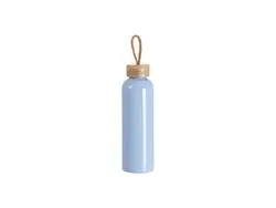 Botella de Agua Aluminio 20oz/600ml con Tapa de Bambú (Azul Celeste)