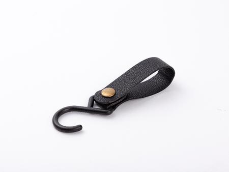 Engraving Outdoor PU Leather Hook (Lychee Pattern Black/Gold, 2*12cm)