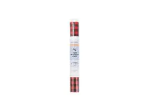 Iron-On Heat Transfer Patterned Vinyl(Black&amp; Red Gingham, 12IN*5FT)