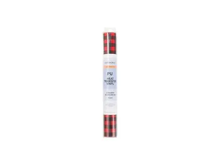 Iron-On Heat Transfer Patterned Vinyl(Black&amp; Red Gingham, 12IN*5FT)