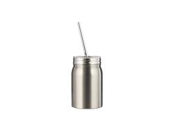 17OZ/500ml Acero Inoxidable Mason Tumbler con Straw(Plateado)