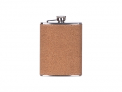 8oz/240ml Stainless Steel Hip Flask with PU Cover (Cork W/ Black)