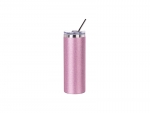 Sublimation 20oz/600ml Glitter Stainless Steel Skinny T Tumbler with Straw &amp; Lid (Pink)