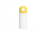 12oz/360ml White Sublimation Kids Stainless Steel Water Bottle with Plastic Straw &amp; Yellow Cap