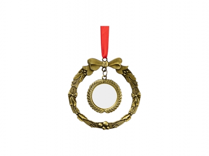 Round Sublimation Blank Wreath Metal Ornament(Gold)