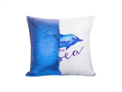 Fronha Almofada Lentejoulas (Azul Escuro com branco, 40*40cm) 