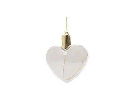 Sublimation 8cm Heart Shape Plastic Christmas Ball Ornament w/String(Clear w/Mix light)