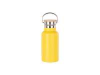 350ml/12oz Portable Bamboo Lid Powder Coated Stainless Steel Bottle (Yellow)