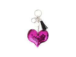Porta-Chaves coração Lentejoulas com borda (Magenta)