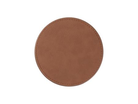 Engraving Blanks Round Leather Coaster (Yellow Brown W/ Black, φ10cm)