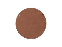 Engraving Blanks Round Leather Coaster (Yellow Brown W/ Black, φ10cm)