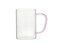 Sublimation 12oz/360ml Glass Mug w/ Pink Handle(Clear)