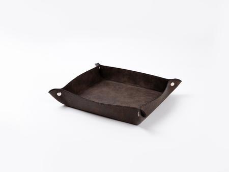 Engraving Leather Tray(Dark Brown/Black, 20*24cm)