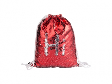 Sublimation Sequin Drawstring Backpack (Red/Silver, 36*45cm)