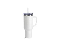 Sublimation 40oz/1200ml White Handle 3D Puffy Cloud Stainless Steel Travel Tumbler with Lid &amp; Straw(White)