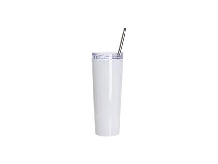 26oz/800ml Sublimation Blanks Stainless Steel Tapered Tumbler with slide waterproof lid &amp; Straw(White)