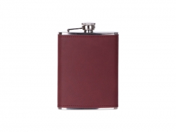8oz/240ml Stainless Steel Hip Flask with PU Cover (Red W/ Black)