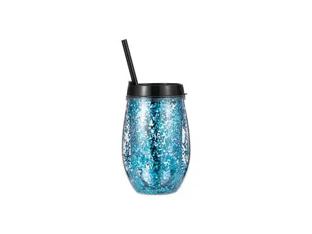 Vaso Plástico Doble Capa 10oz/300ml (Negro con brullos azules)