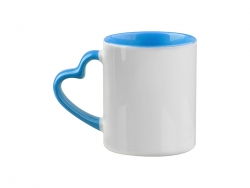 Sublimation 11oz Inner Rim Color Mug with Heart Handle (Light Blue)