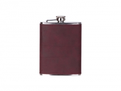 8oz/240ml Stainless Steel Hip Flask with PU Cover (Cardinal W/ Black)