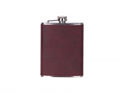 8oz/240ml Stainless Steel Hip Flask with PU Cover (Cardinal W/ Black)