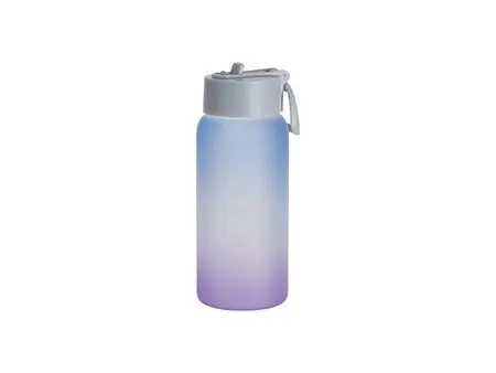 Sublimation 25oz/750ml Frosted Glass Sports Bottle w/ Grey Straw Lid (Gradient Color Blue &amp; Purple)