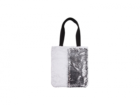 Sublimation Sequin Double Layer Tote Bag (White/Silver)