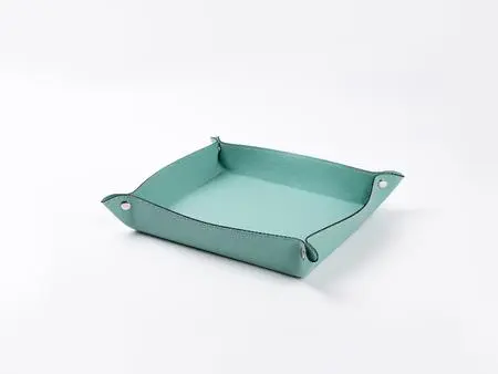Engraving Leather Tray(Teal/Black, 20*24cm)