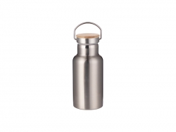 Sublimation 350ml/12oz Portable Bamboo Lid Stainless Steel Bottle (Silver)