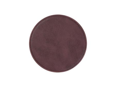 Engraving Blanks Round Leather Mug Coaster(Dark Maroon W/ Black, φ10cm)