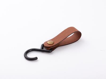 Engraving Outdoor PU Leather Hook (Brown/Black, 2*12cm)