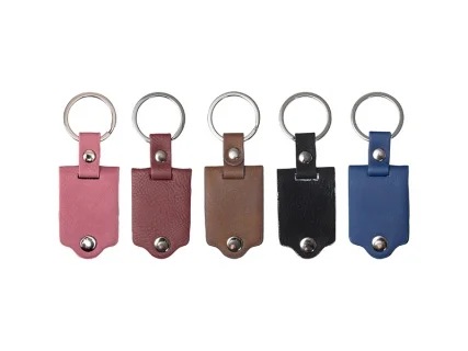 Sublimation Blank Keychain with Engraved Leather Cover (3.5*7.5cm)