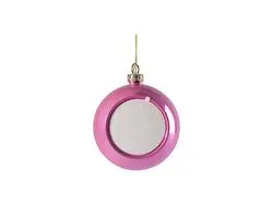 Enfeite de bola de Natal em plástico com glitter de 8 cm sem encaixe (rosa)Quantidade mínima: 2000 peças