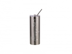 Engraving Blanks 20oz/600ml SS Tumbler with Straw &amp; Waterproof Flip Lid (Silver)