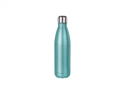 Sublimation 17oz/500ml Glitter Stainless Steel Cola Shaped Bottle (Light Blue)