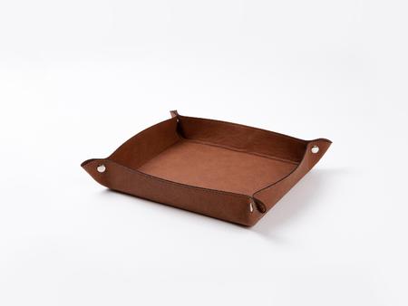 Engraving Leather Tray(Brown/Black, 20*24cm)