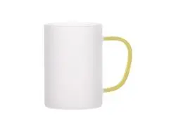 Sublimation 12oz/360ml Glass Mug w/ Yellow Handle(Frosted)