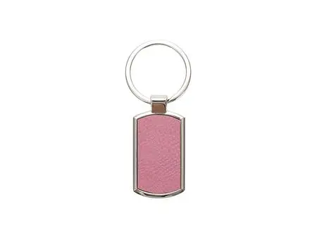 Engraving BlanksMetal Keyring w/ Engravable Leather (RND Corner Rect, Pink)