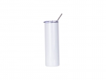 Sublimation 30oz/900ml Stainless Steel Skinny Tumbler w/ Straw &amp; Lid (White)